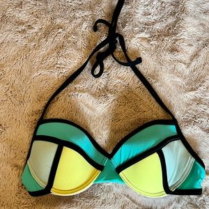 Triangl inspired green and blue bikini top
